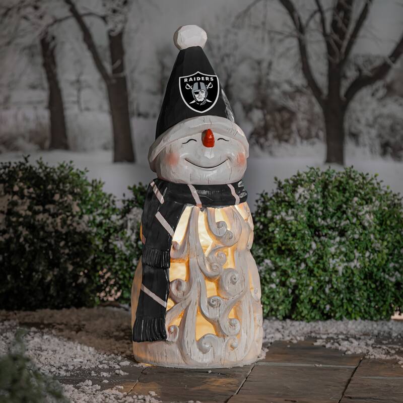 Las Vegas Raiders Snowman LED Garden Statuary, 26"