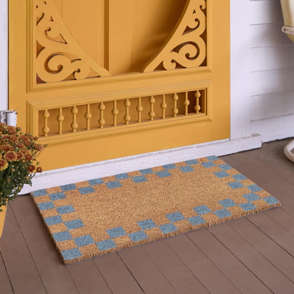 Checkerboard Border Geometric 18" x 30" Doormat - 18" x 30"