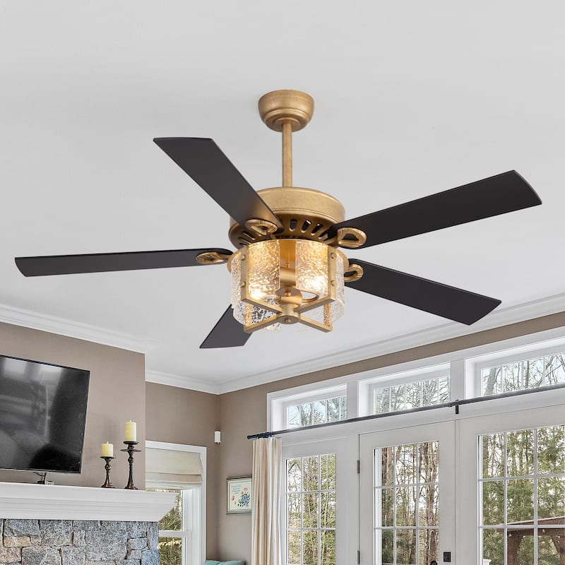 52" Reversible 5-Blade Caged Ceiling Fan with Light and Remote