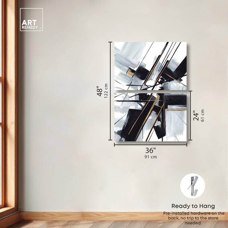 Interlocking Black Canvas Set of 2 by Art Remedy, Gallery Wrapped