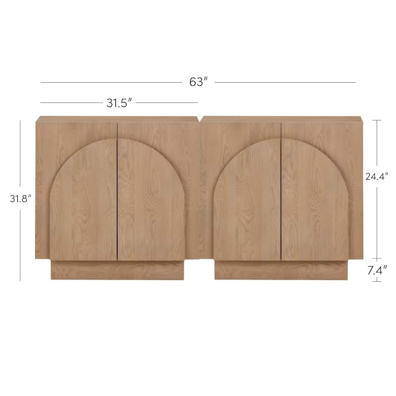 Iris Wooden Accent Cabinet, Sideboard Credenza or TV Stand with Arched Cabinet Doors and Adjustable Shelves