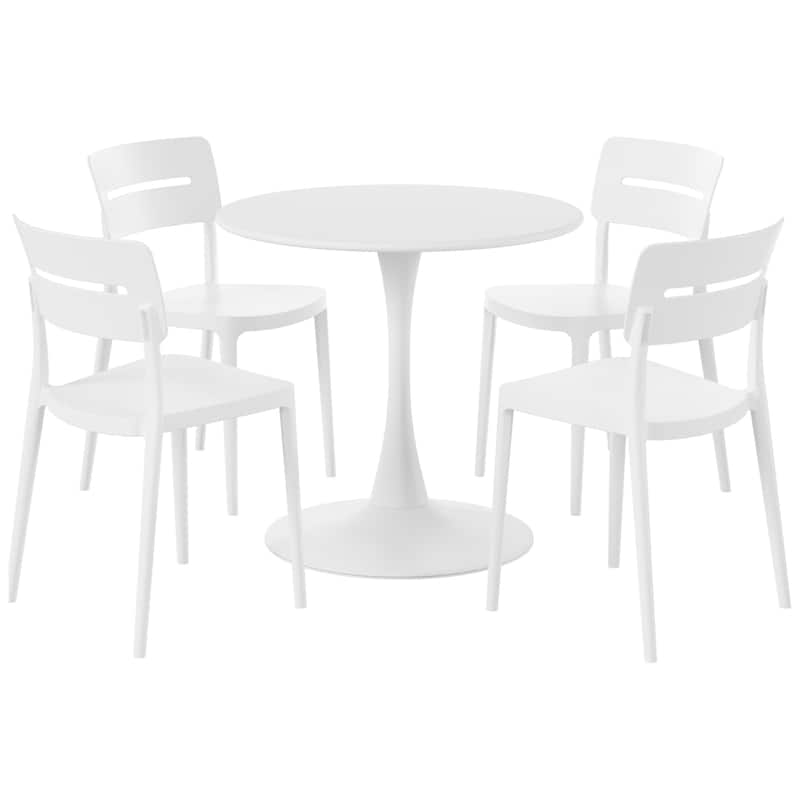 Frond and Form 4-Person Outdoor Round Dining Set - White