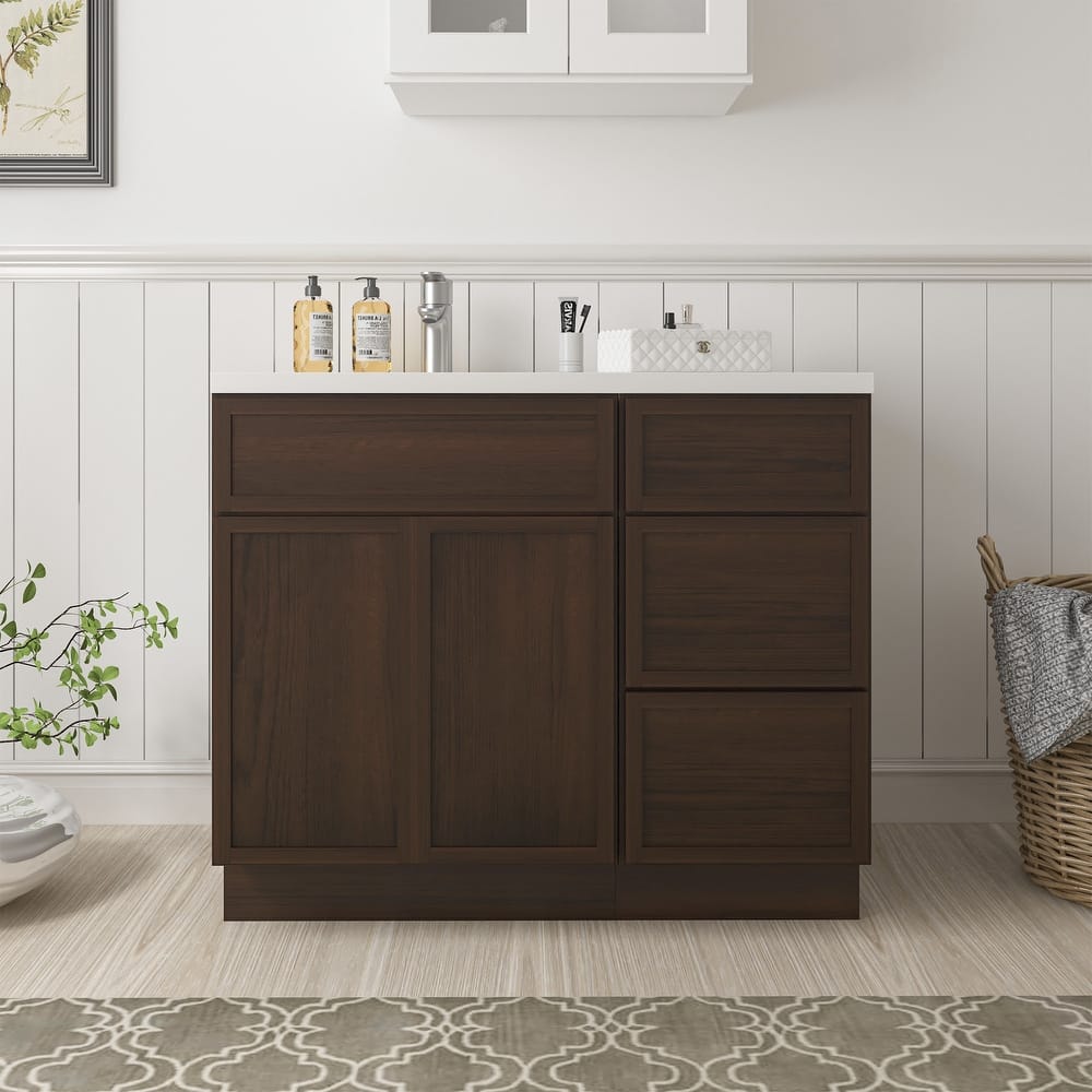 Vanity Art 39" Oak Freestanding Bathroom Vanity Cabinet without Top