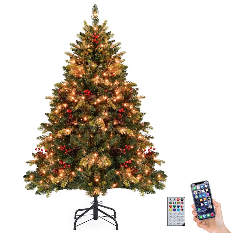 Costway 5/6/7/8 FT Artificial Christmas Tree with 250/370/500/650 RGB - Green - See Details