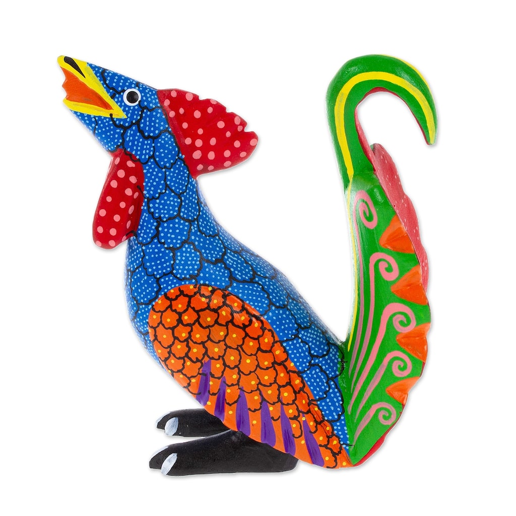 Novica Handmade Imposing Rooster Wood Alebrije Figurine