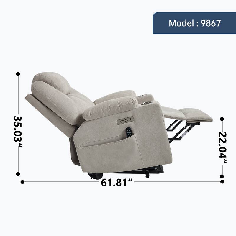 Roomfitters Power Lift Recliner Chair with Heat Massage 350lbs Heavy Duty Electric Sofa USB C Ports Cup Holders