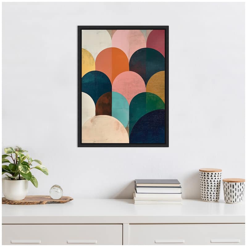 Kate and Laurel Sylvie Minimalist Geometric Abstract Jewel Tone Framed Canvas by The Creative Bunch Studio