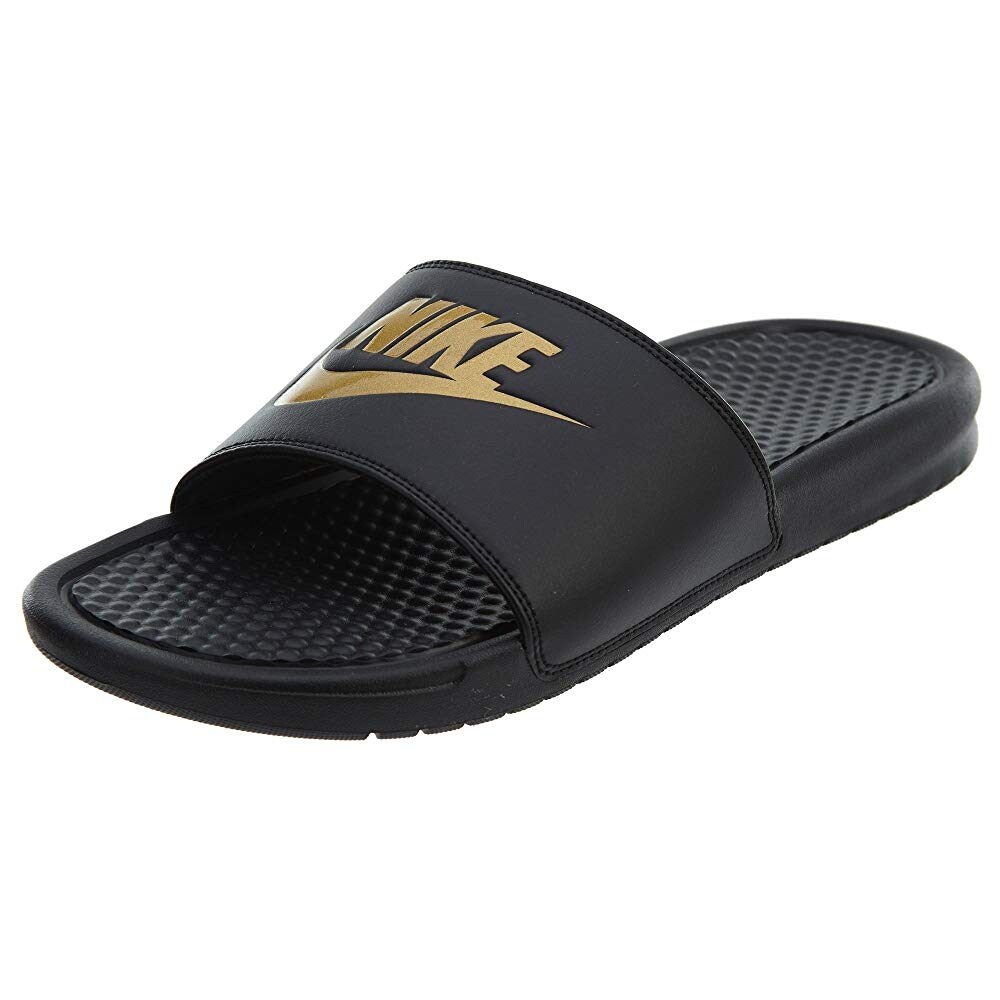 nike benassi black and gold