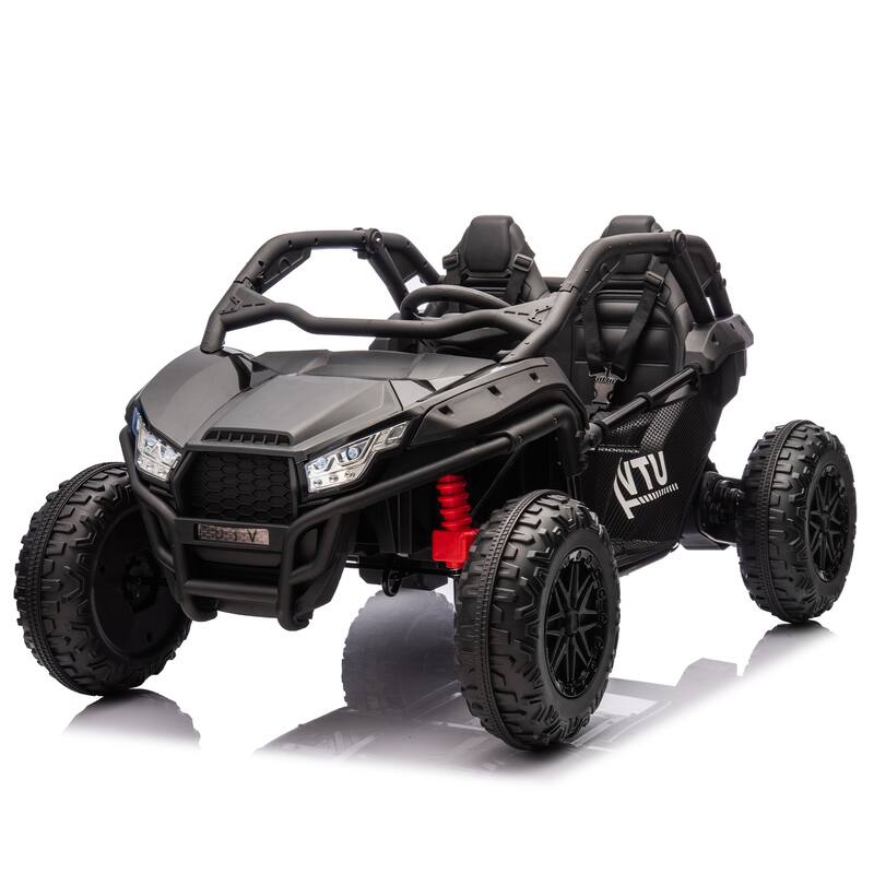 24V 2-Seater Kids Electric UTV Ride-On for Ages 3+, Remote Control with 400W Motor & Bluetooth - Black