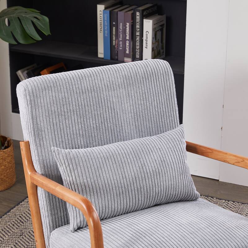 Mid-Century Modern Accent Chair, Arm Chair Living Room Chairs with Pillow Upholstered Reading Chair with Solid Wood Frame