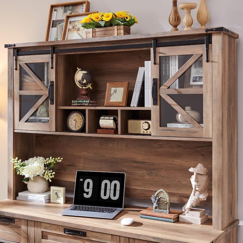 42" Farmhouse Desk Hutch, Only Match Afulyperfllc's Farmhouse Desk - Rustic Natural Oak