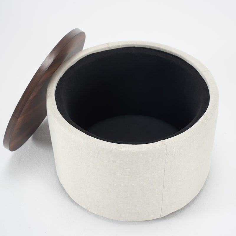 Ball & Cast Nesting Storage Ottomans of 2, Upholstered Footstool with Wood Tray