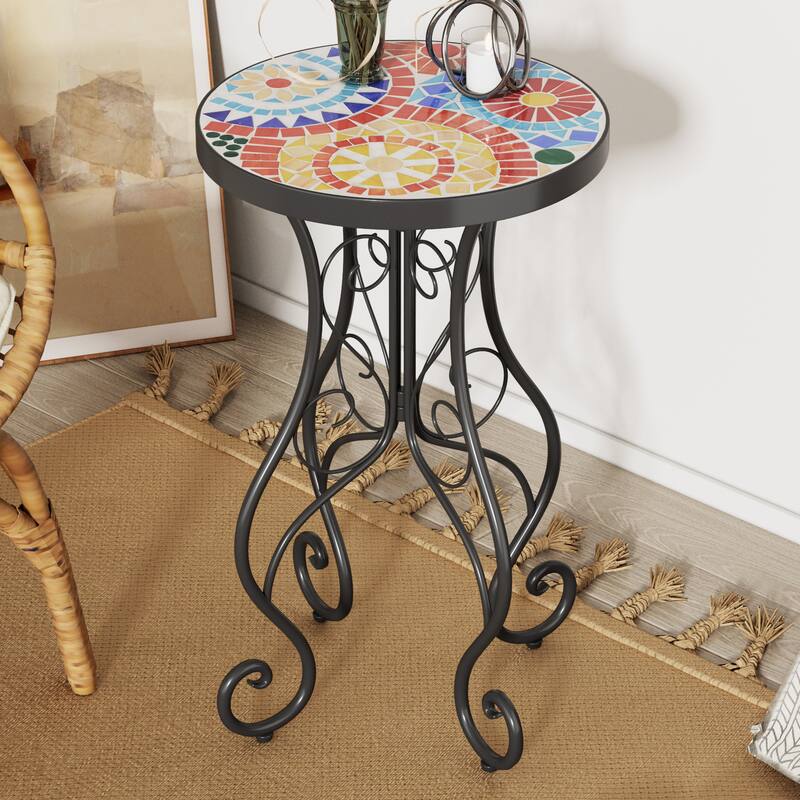 Patio Side table with Shelf
