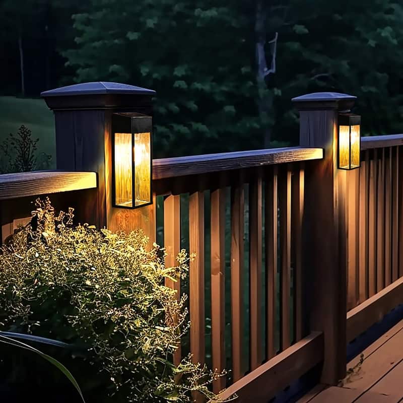 2 Pack Black Outdoor Solar Wall Lights with LED Bulb - 2 pack