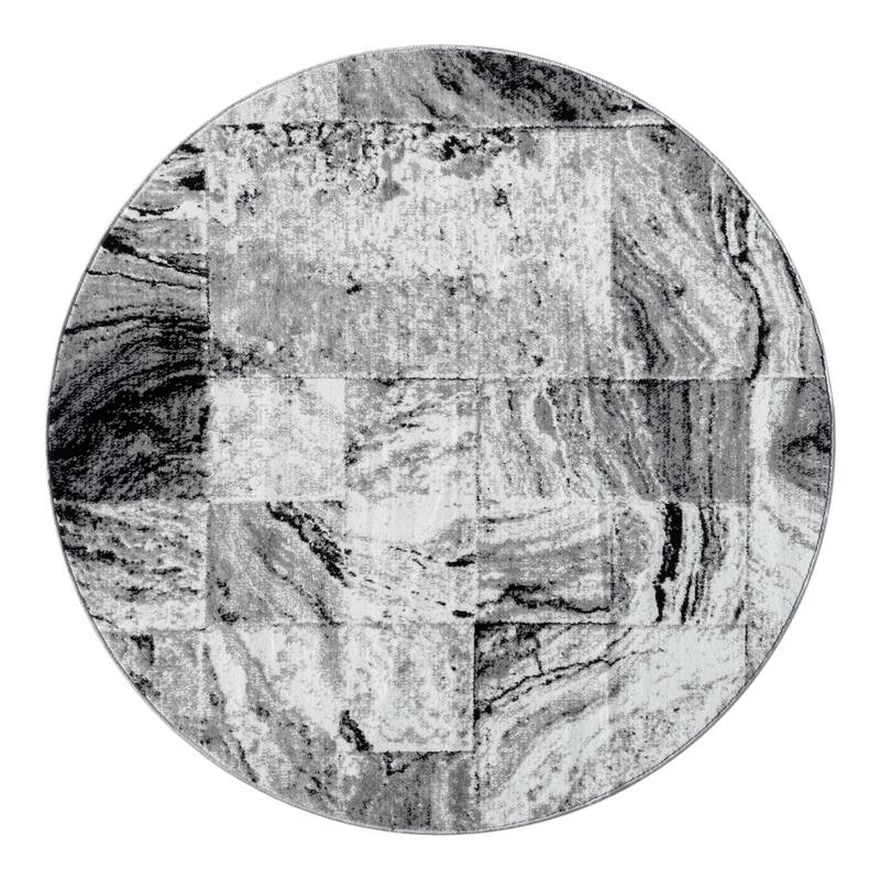 Kimberly Collection Dark Grey Abstract Square Area Rug - 5'3"X5'3"