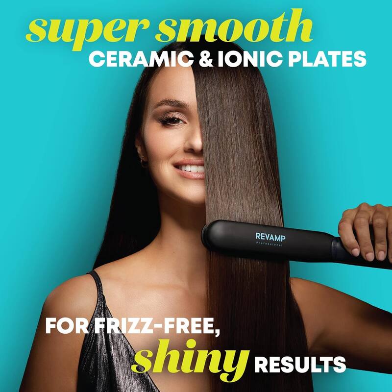 Revamp Progloss MoistureCare 1.25-Inch Flat Iron Steam Hair Straightener, Ceramic & Ionic Floating Plates, Auto-Off