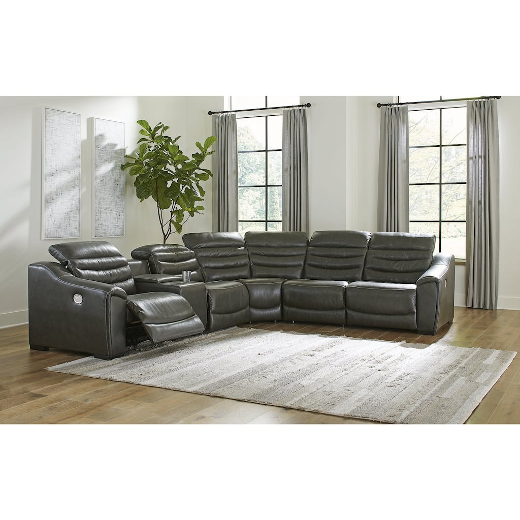 Signature Design by Ashley Center Line 6-Piece Power Reclining Sectional - 138.25"W x 120.5"D x 35"H