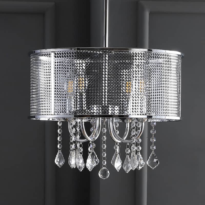 Reese Metal/Crystal Adjustable LED Drop Chandelier, Chrome by JONATHAN Y