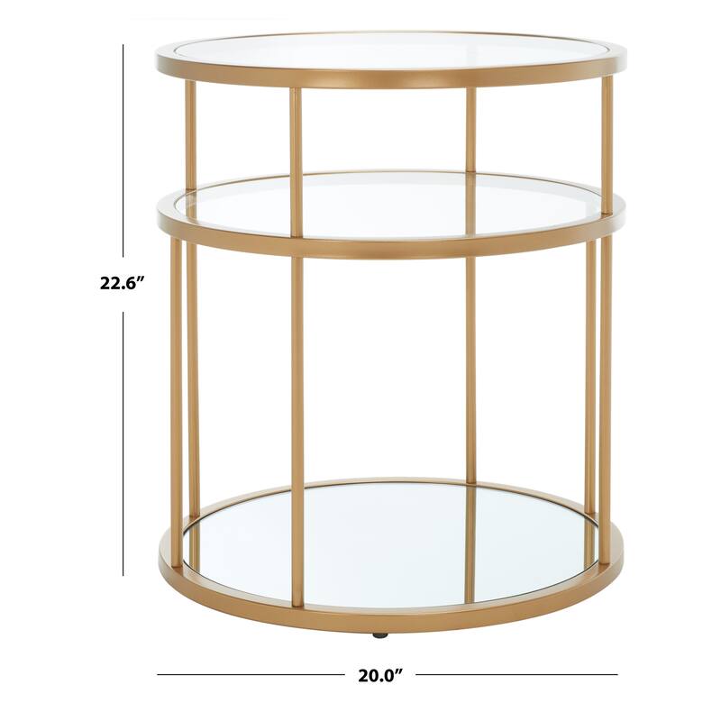 SAFAVIEH Zada 3 Shelf Accent Table - 20" L x 20" D x 23" H - 20Wx20Dx23H - Gold