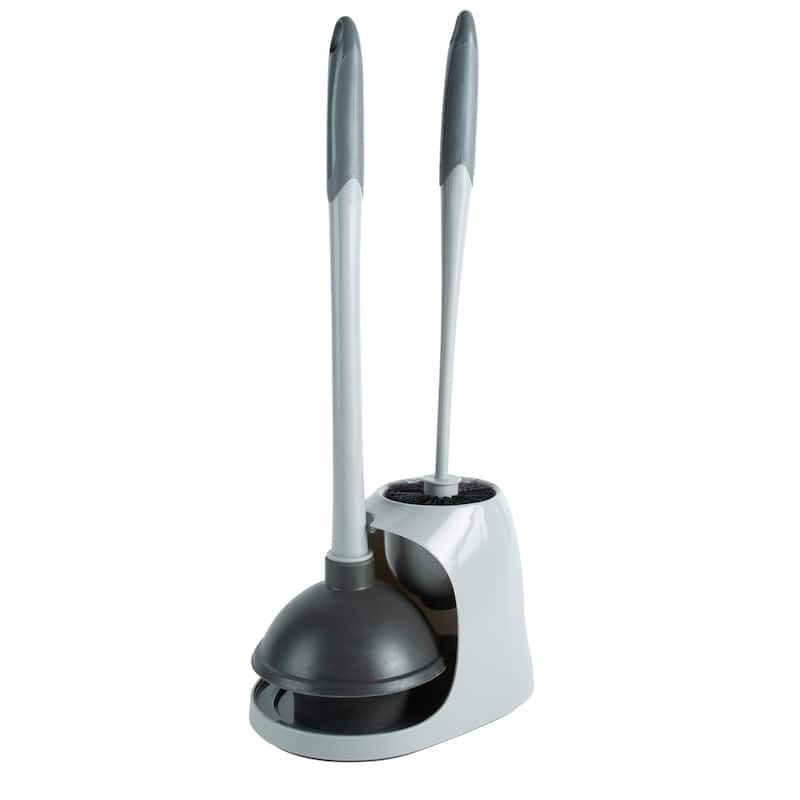 Bath Bliss 2 Pack 2-in-1 Bowl Brush & Plunger in Grey - Set