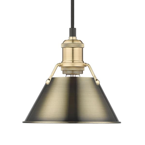slide 2 of 2, Yep by Golden Lighting Orwell 1-light 8in Pendant in Brushed Champagne Brass and Aged Brass shade - Gold