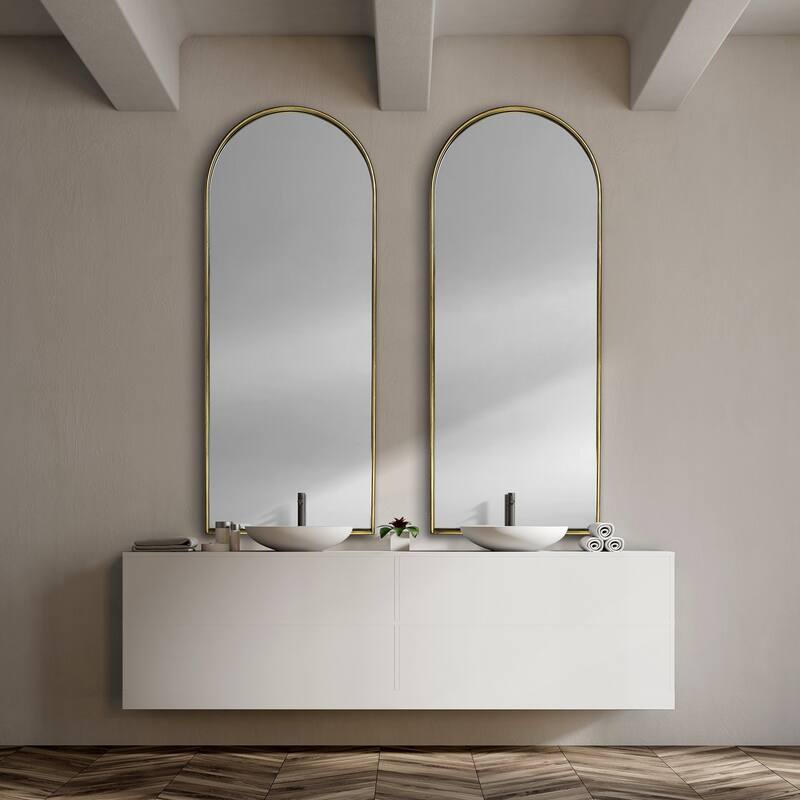 Agatha Metal Frame Arched Rectangular Mirror - 70" x 28"