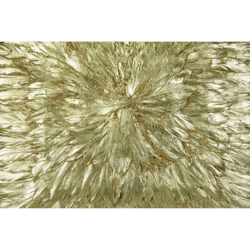 HUJI Gold Feather Radiance Shadow Box Wall Decor