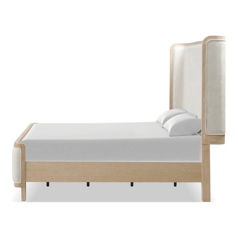 Furniture of America Kian Modern 2-Piece Natural Oak Solid Wood Panel Bed and Nightstand Set