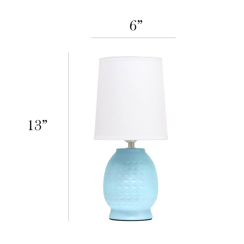 Petite Dimpled Ceramic Table Lamp with Tapered Shade - 12.5" - Blue