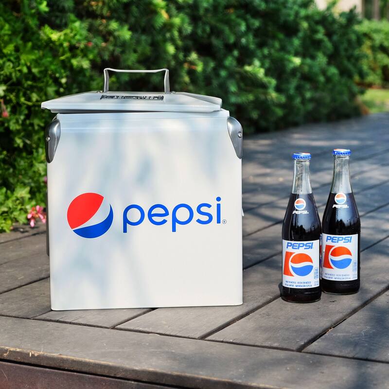 Permasteel 14-Qt Small Portable Cooler in White with Pepsi Logo