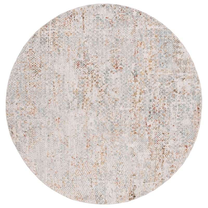 SAFAVIEH Adrianna Jaimie Modern Abstract Rug - 6'7" Round - Blue/Gold