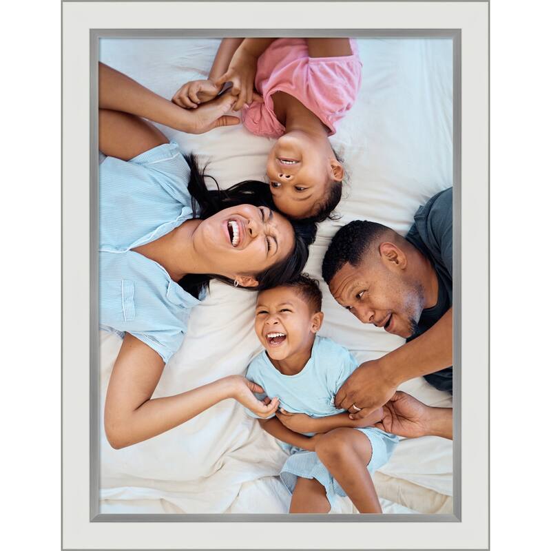 Eva Black Silver Narrow Framed Picture Frame, Photo Frame - 18x24 - Eva White Silver Narrow