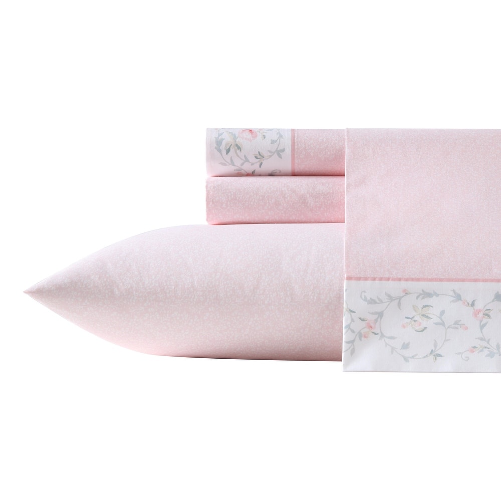 Laura Ashley Percale Cotton Printed Hem Sheet Sets