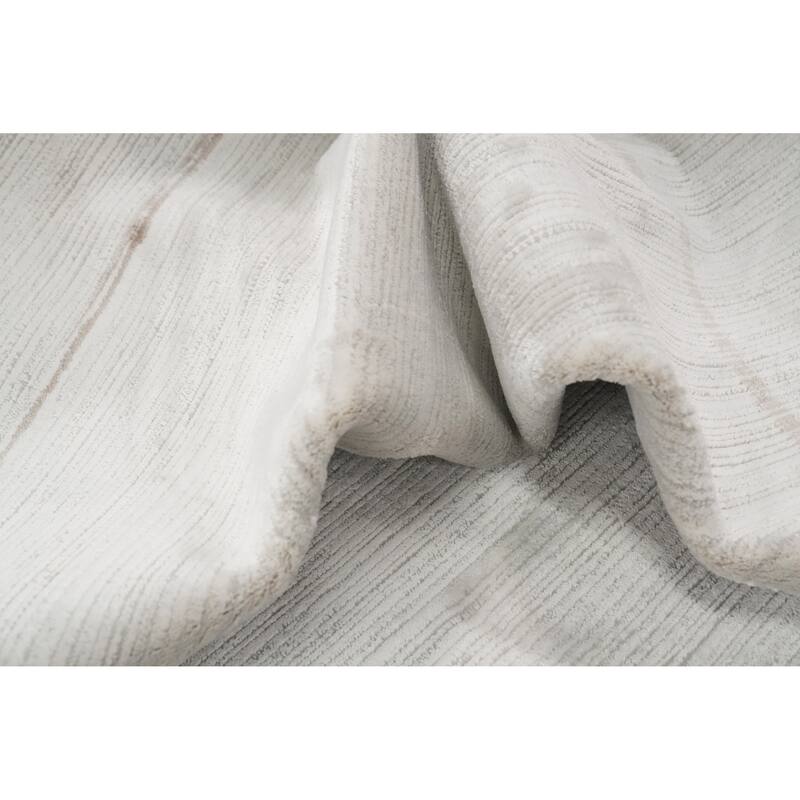Machine Made Oriental Polyester Carpet Modern Geometric Beige & Ivories Modern Area Rug - 7' 8'' X 5' 2''