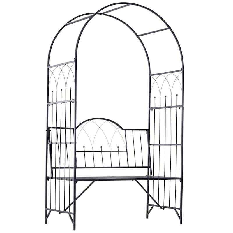 Outsunny 43" Metal Garden Arbor Arch with Bench Seat
