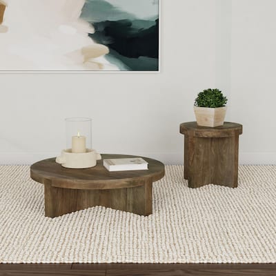 Charming Round Mango Wood End Table for Versatile Home Decor