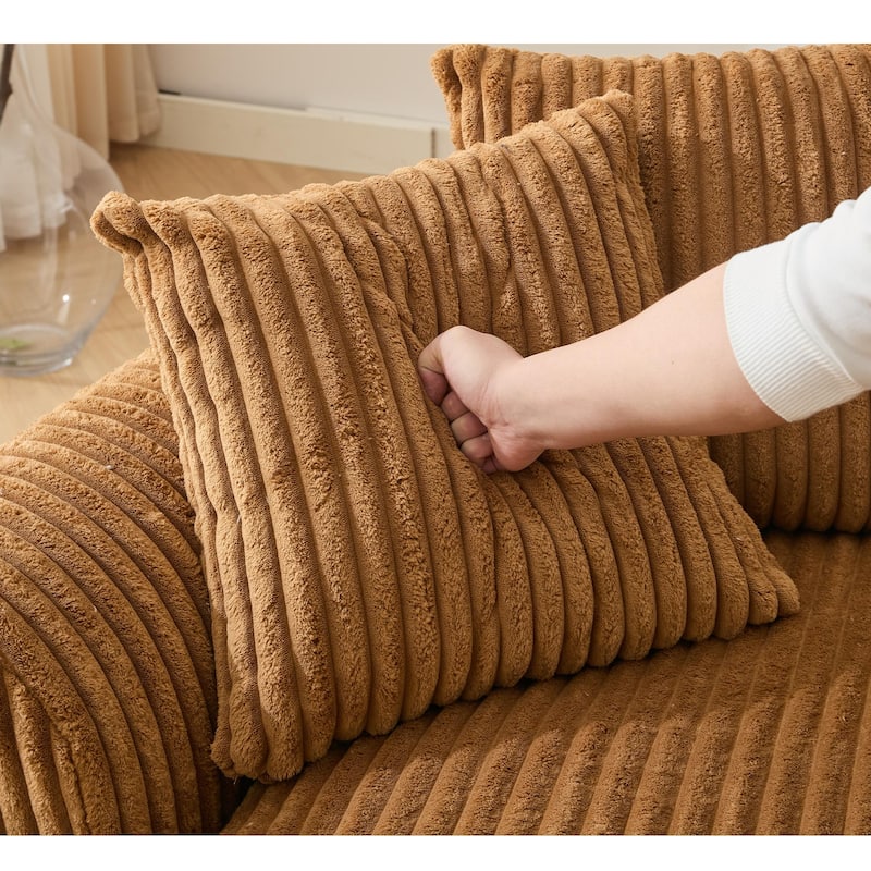 127"Corduroy L-Shaped Sectional Sofa with High-Resilience Foam, 10 Back Cushions, and No Assembly Required