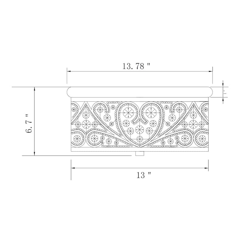 Bonfine Antique Bronze 14-inch Flushmount Ceiling Lamp with Crystals