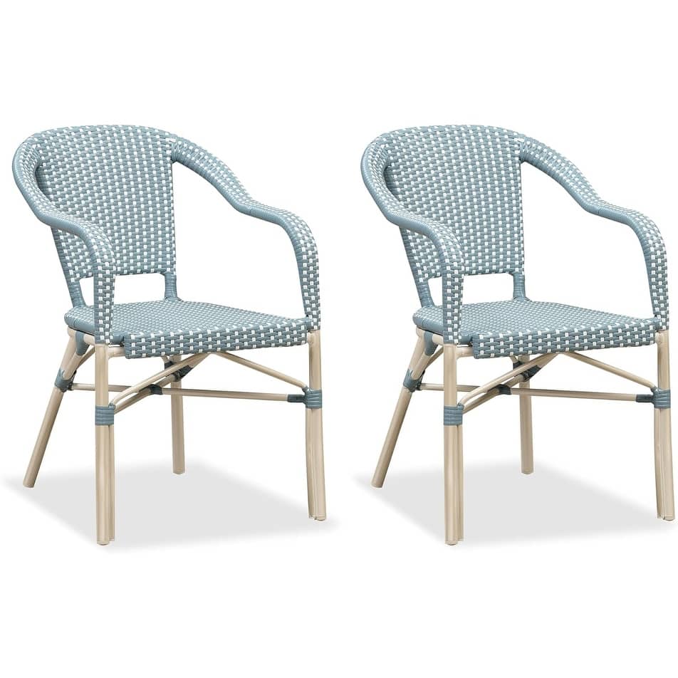 PURPLE LEAF Outdoor Dining Chairs (Set of 2) French Hand-Woven Aluminum Wicker Chairs
