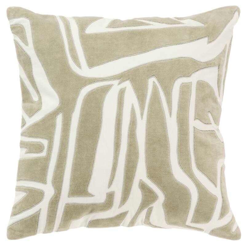 Rizzy Home Contemporary Down Filled Pillow - 20" x 20" - Ivory/Green