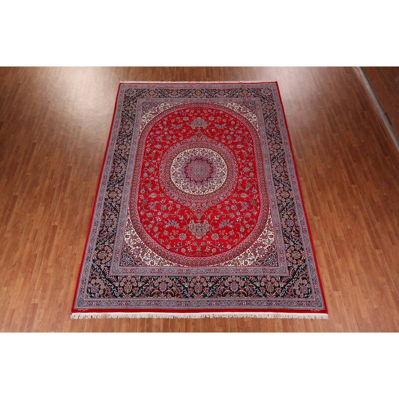 Traditional Floral Kashan Turkish Area Rug Bedroom Machine-Made Carpet - 9'8" x 13'3"
