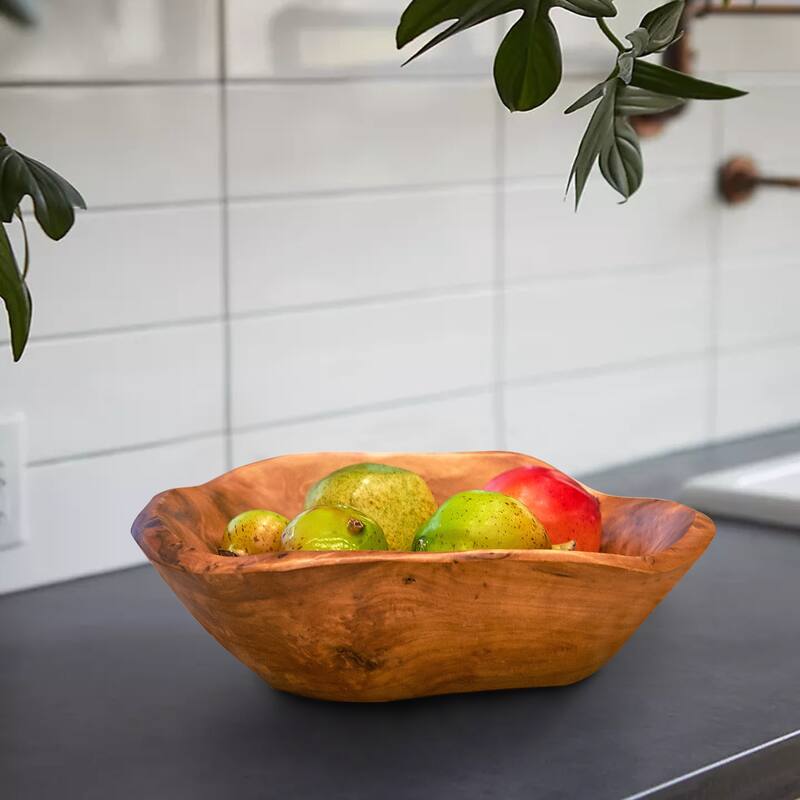 Greenage Cedar Fruit Bowl, Wooden Storage Natural Crafts Serving Bowls