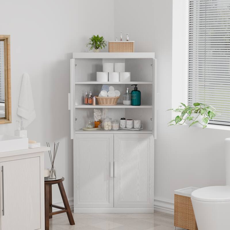 62 " Corner Cabinet Free-Standing Storage Organizer - White