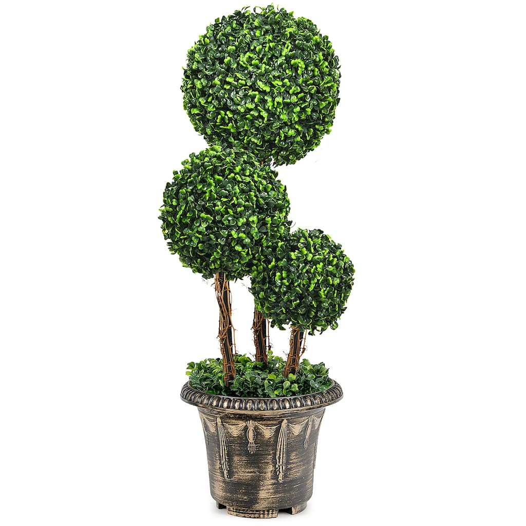 Costway 30'' Artificial Topiary Triple Ball Tree Indoor Outdoor UV - See Details