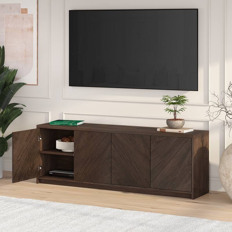 Renad Rectangular Fluted TV Stand for TV's up to 78" - 70" Wide
