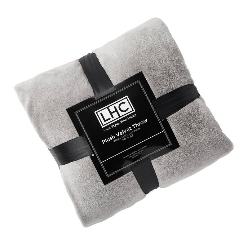 Velvet Throw - Oversized Solid Microfiber Polyester Blanket for Year-Round Warmth by Windsor Home