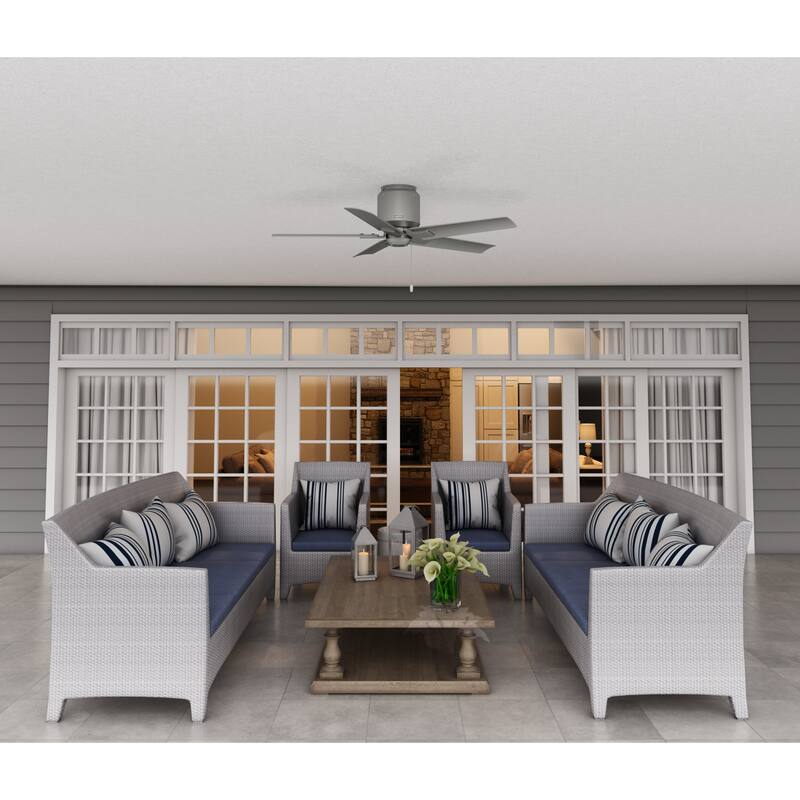Hunter 44" Terrace Cove Outdoor Low Profile Ceiling Fan and Pull Chain, Damp-Rated