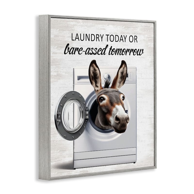 Stupell Sassy Laundry Donkey Pun Framed Giclee Art Design By Lettered and Lined