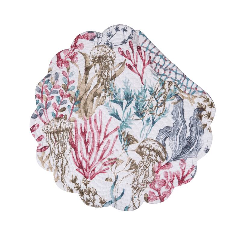 Delphina Reef Round Quilted Placemat Set 6
