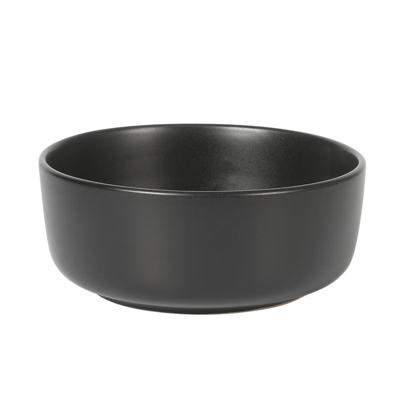 Gibson Home Zuma 16 Piece Stoneware Plates, Bowls, & Mugs Dinnerware Set - Matte Black
